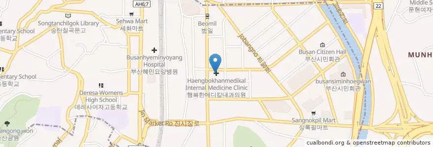 Mapa de ubicacion de 행복한메디칼내과의원 en 韩国/南韓, 釜山, 東區, 범일동.