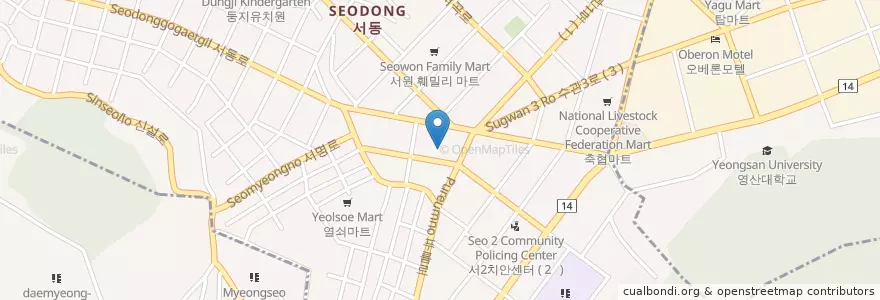 Mapa de ubicacion de 큰으뜸내과 en Corée Du Sud, Busan, 서동.