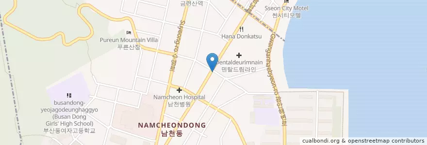 Mapa de ubicacion de 뿌리한의원 en Korea Selatan, 부산, 수영구, 남천동.