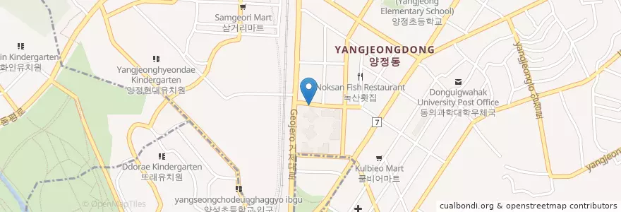 Mapa de ubicacion de 지산간호보건학원 en Zuid-Korea, Busan, 부산진구, 양정동.