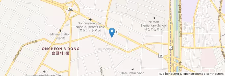 Mapa de ubicacion de Miju Dental Hospital en South Korea, Busan, Dongnae-Gu, Oncheon-Dong.