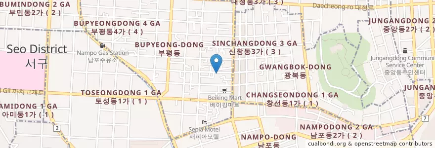 Mapa de ubicacion de 김원배치과병원 en 대한민국, 부산, 중구.