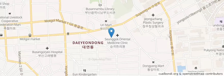 Mapa de ubicacion de 윤다은한의원 en Südkorea, Busan, Nam-Gu, Daeyeon-Dong.