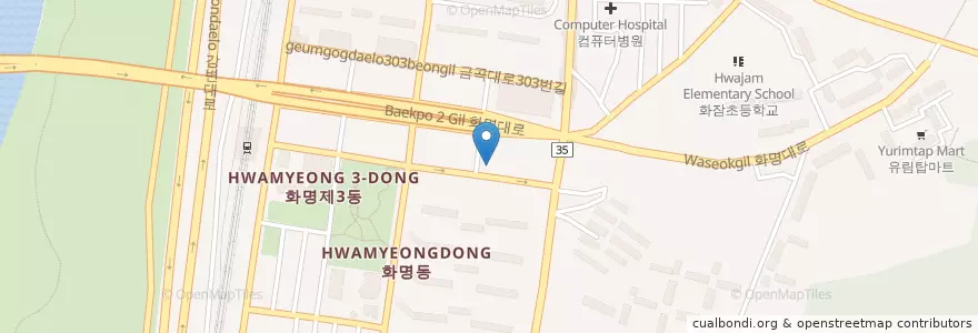 Mapa de ubicacion de Hwamyeong Good Morning Dental Hospital en South Korea, Busan, Buk-Gu, Hwamyeong-Dong.