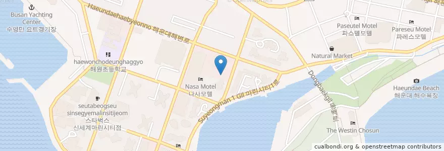 Mapa de ubicacion de 파크사이드재활의학병원 en Korea Selatan, 부산, 해운대구, 우동.