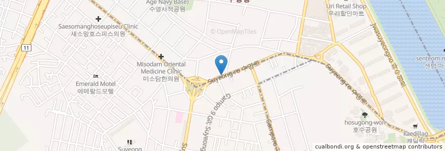 Mapa de ubicacion de 수영병원 en كوريا الجنوبية, بسان, 수영구, 광안동, 수영동.