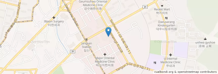 Mapa de ubicacion de 리더스 동물병원 en Республика Корея, Пусан, 해운대구, 좌동, 중동.