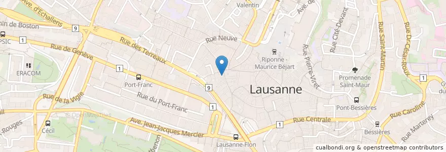 Mapa de ubicacion de Le Charlot en Suisse, Vaud, District De Lausanne, Lausanne.