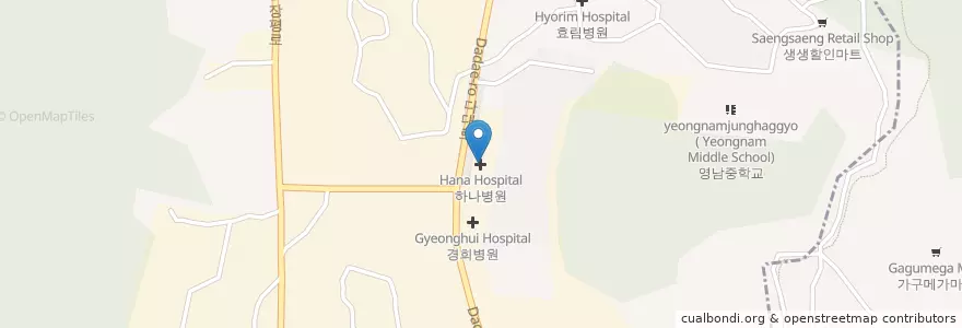 Mapa de ubicacion de 하나병원 en 대한민국, 부산, 사하구, 장림동.