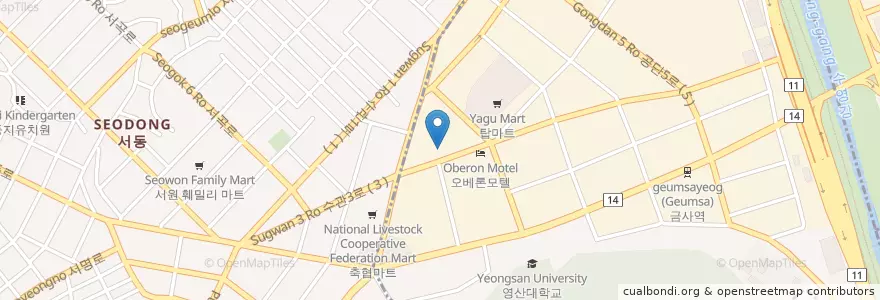 Mapa de ubicacion de Areumdaungangsan Hospital en South Korea, Busan, Geumjeong-Gu.