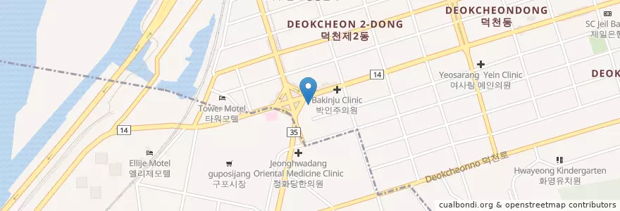 Mapa de ubicacion de 김안과 en Südkorea, Busan, Buk-Gu, Deokcheon-Dong.