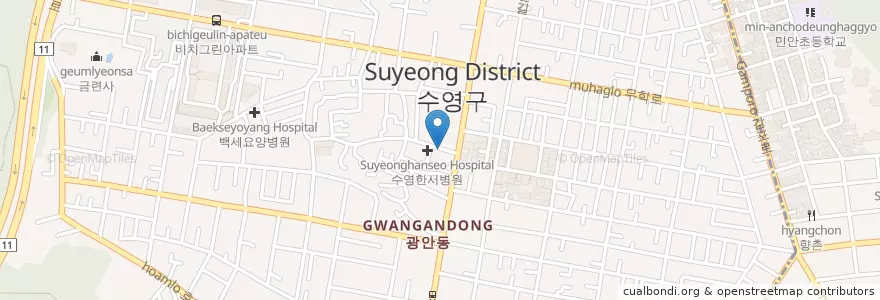 Mapa de ubicacion de Suyeonghanseowon en South Korea, Busan, Suyeong-Gu, Gwangan-Dong.