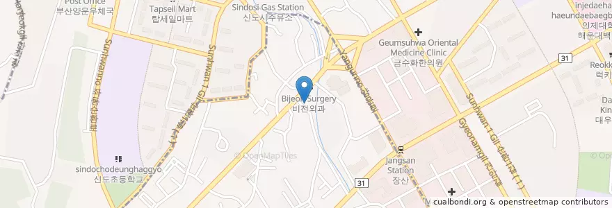 Mapa de ubicacion de 제일여성병원산후조리원 en 大韓民国, 釜山, 海雲台区, 佐洞, 中洞.