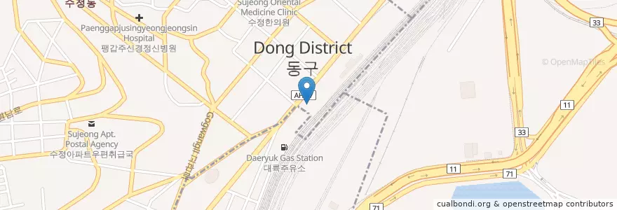 Mapa de ubicacion de Cheongsipja Hospital en South Korea, Busan, Dong-Gu.