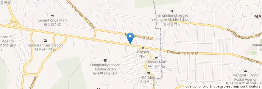 Mapa de ubicacion de 대미안 en Zuid-Korea, Busan, 연제구, 연산동.