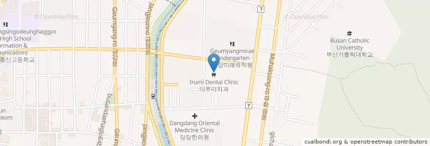 Mapa de ubicacion de 잎새치과 en 대한민국, 부산, 금정구, 부곡동.