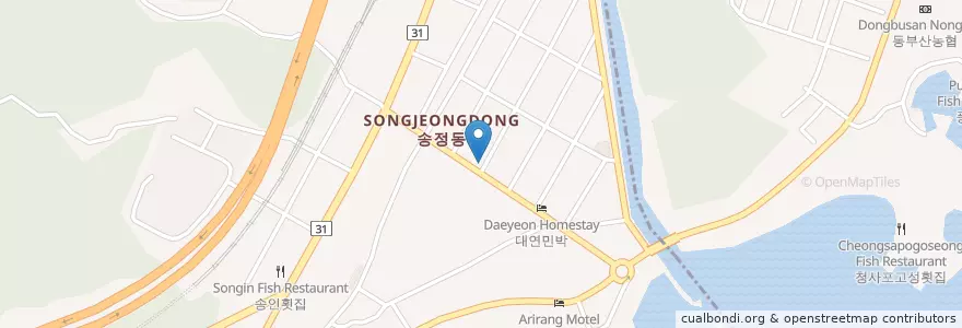 Mapa de ubicacion de 김영삼치과의원 en Zuid-Korea, Busan, 해운대구, 송정동.