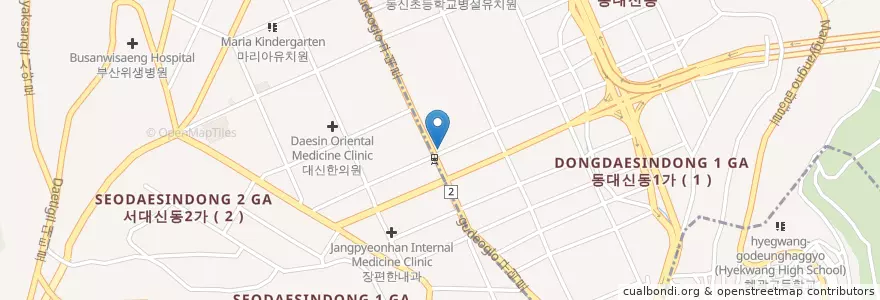 Mapa de ubicacion de Daesin Dental Clinic en South Korea, Busan, Seo-Gu.