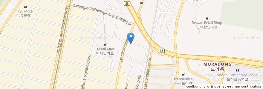 Mapa de ubicacion de Iseongu Dental Clinic en South Korea, Busan, Sasang-Gu, Mora-Dong.