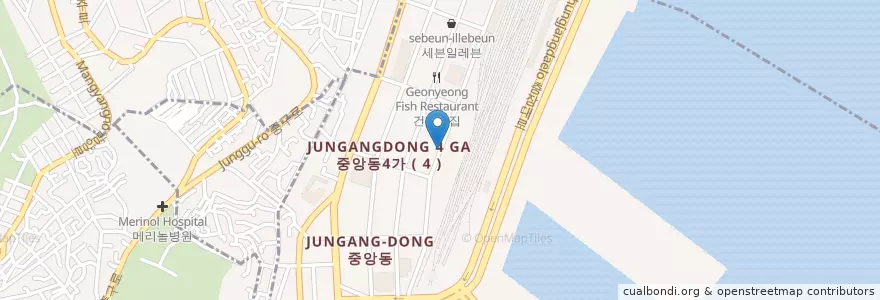 Mapa de ubicacion de 해양병원 en کره جنوبی, بوسان, 중구, 중앙동.