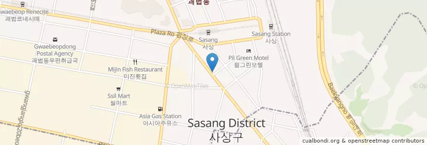 Mapa de ubicacion de 영동병원 en کره جنوبی, بوسان, 사상구, 감전동, 괘법동.