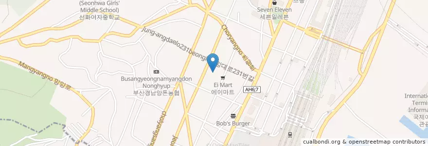 Mapa de ubicacion de 새부산병원 en Güney Kore, Busan, 동구, 초량동.