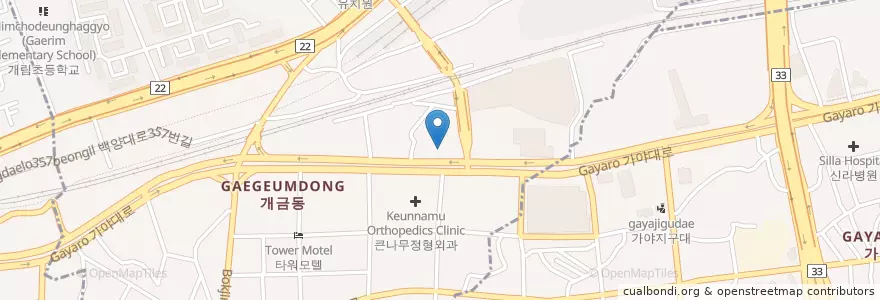Mapa de ubicacion de 부산탑병원 en كوريا الجنوبية, بسان, 부산진구, 개금동.