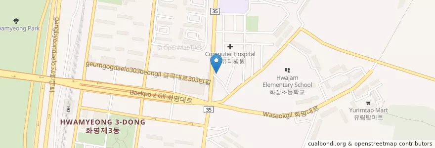 Mapa de ubicacion de 창운외과 en 대한민국, 부산, 북구, 화명동.