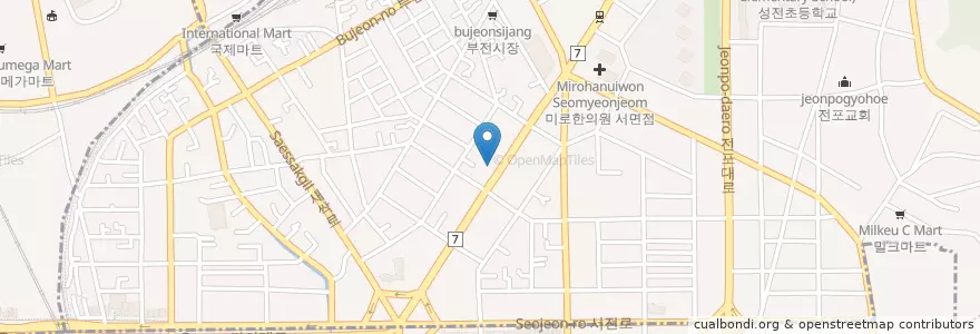 Mapa de ubicacion de 서면동의한의원 en 대한민국, 부산, 부산진구, 부전동.