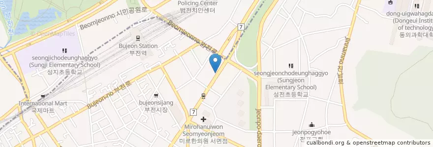 Mapa de ubicacion de 세흥내과의원 en 大韓民国, 釜山, 釜山鎮区, 釜田洞.