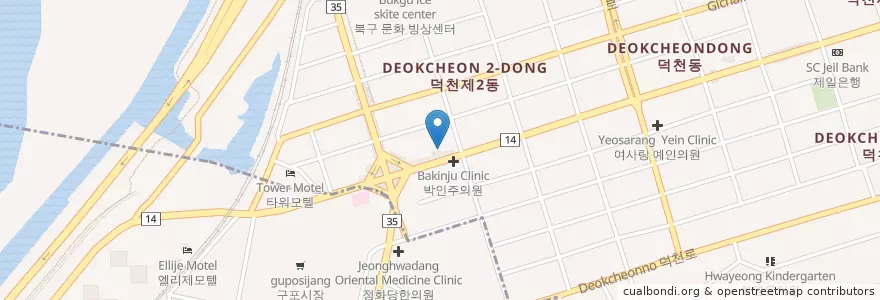 Mapa de ubicacion de 오케이학문외과의원 en 대한민국, 부산, 북구, 덕천동.