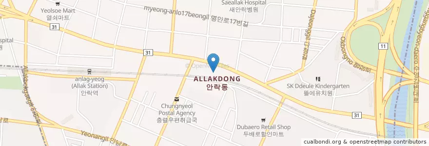 Mapa de ubicacion de 박영숙신경정신과의원 en Zuid-Korea, Busan, 동래구, 안락동.