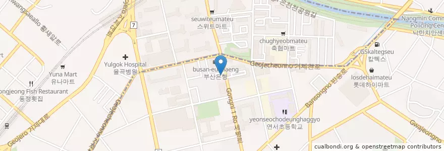 Mapa de ubicacion de Cham Oriental Medicine Clinic en South Korea, Busan, Dongnae-Gu, Yeonje-Gu, Geoje-Dong.