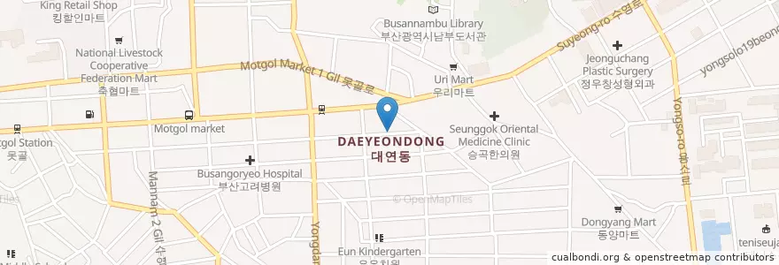 Mapa de ubicacion de 오복당한방병원 en Südkorea, Busan, Nam-Gu, Daeyeon-Dong.