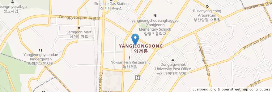 Mapa de ubicacion de 청솔요양병원 en 大韓民国, 釜山, 蓮堤区, 柳亭洞.
