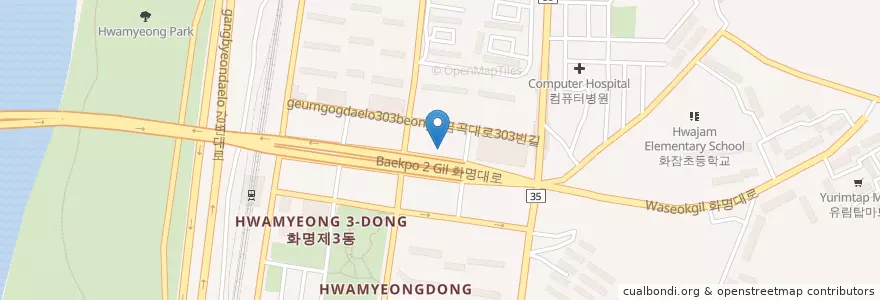 Mapa de ubicacion de 서린메디칼의원 en Güney Kore, Busan, 북구, 화명동.