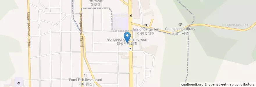 Mapa de ubicacion de Samseong Dental Clinic en South Korea, Busan, Geumjeong-Gu, Namsan-Dong.