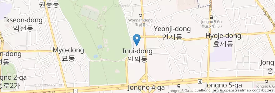 Mapa de ubicacion de Saesaengmyeong Uiryojaedan en South Korea, Seoul, Jongno-Gu, Jongno 1·2·3·4(Ilisamsa)-Ga-Dong.