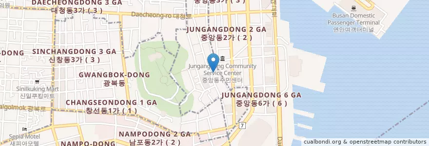 Mapa de ubicacion de 바르는 보톡스 en Corea Del Sur, Busan, 중구, 동광동.