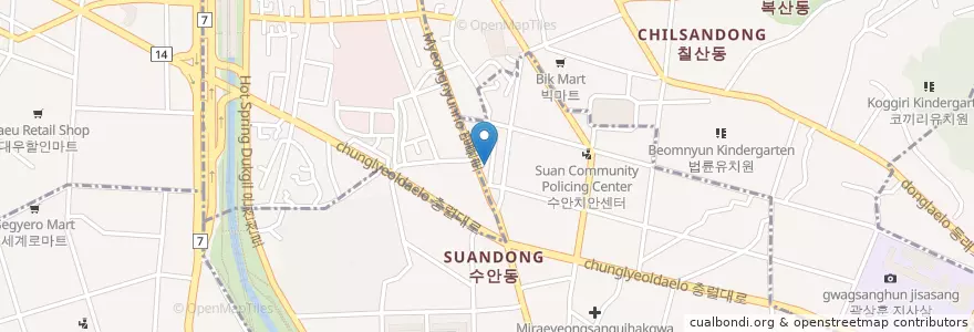 Mapa de ubicacion de 김태환정형외과의원 en Südkorea, Busan, Dongnae-Gu, Sumin-Dong.