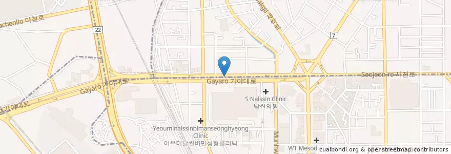 Mapa de ubicacion de 서면메디칼방사선과 en كوريا الجنوبية, بسان, 부산진구, 부전동.