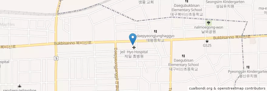 Mapa de ubicacion de 제일 효병원 en 韩国/南韓, 大邱, 西區.