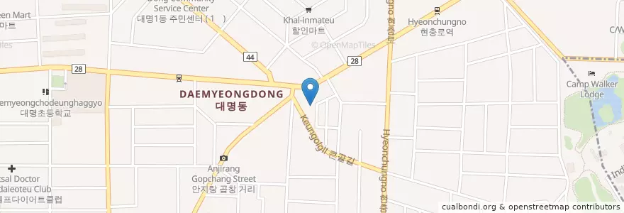 Mapa de ubicacion de 김준환속내과 en 대한민국, 대구, 남구, 대명동.