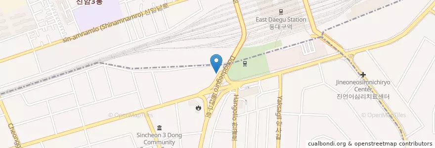Mapa de ubicacion de 메디포맨남성의원 대구점 en 大韓民国, 大邱, 東区, 신천동.