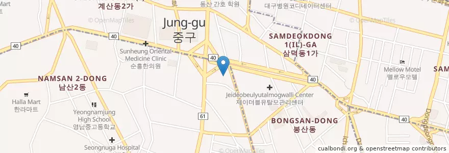 Mapa de ubicacion de 굿모닝안과 en Zuid-Korea, Daegu, 중구, 남산동, 성내동.