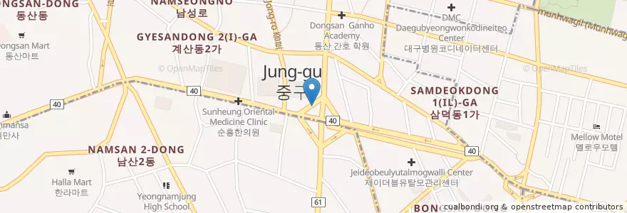 Mapa de ubicacion de 최용준성형외과 en 대한민국, 대구, 중구, 성내동.