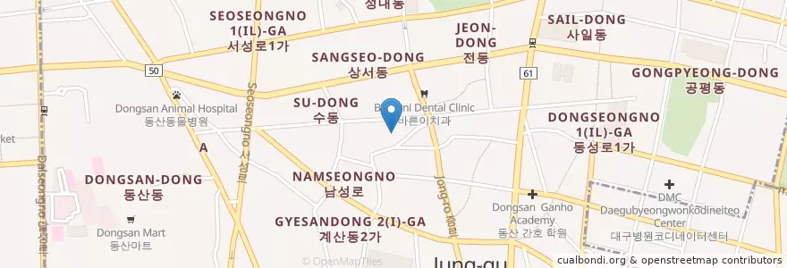 Mapa de ubicacion de 행복한심리 언어연구소 en Республика Корея, Тэгу, 중구, 성내동.