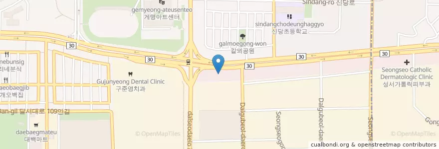 Mapa de ubicacion de 성서병원 en 대한민국, 대구, 달서구, 신당동.