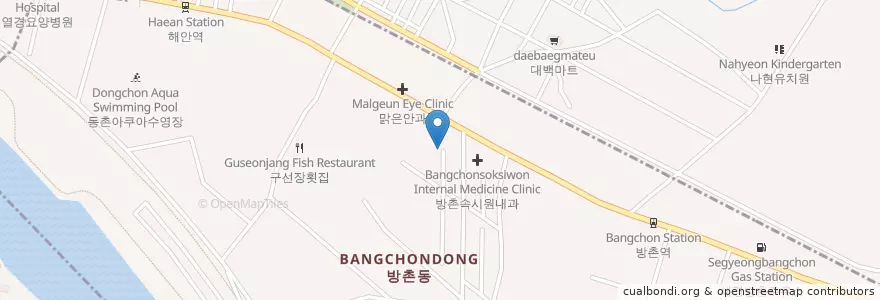 Mapa de ubicacion de Myeongin Internal Medicine Clinic en South Korea, Daegu, Dong-Gu, Bangchon-Dong.