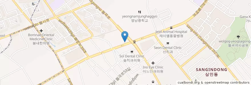 Mapa de ubicacion de 홍피부과의원 en Corée Du Sud, Daegu, 달서구.